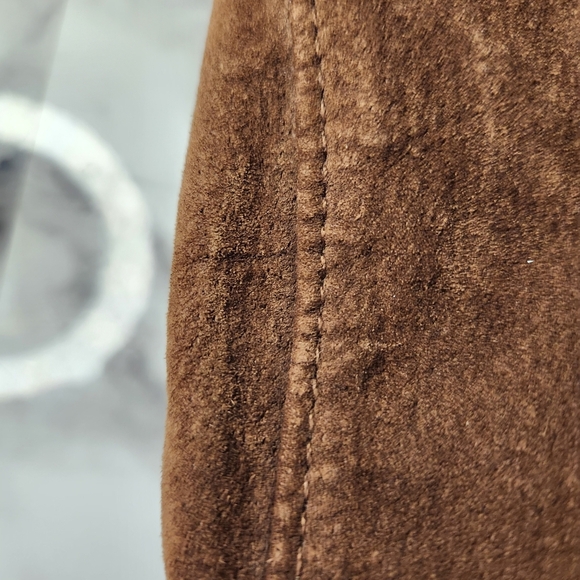 BROWN SUEDE FAUX SUEDE JACKET WOMENS SIZE SMALL - Picture 15 of 16